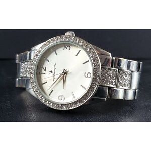 VINTAGE Worthington Stainless Steel White Rhinestone Women's Dress Watch